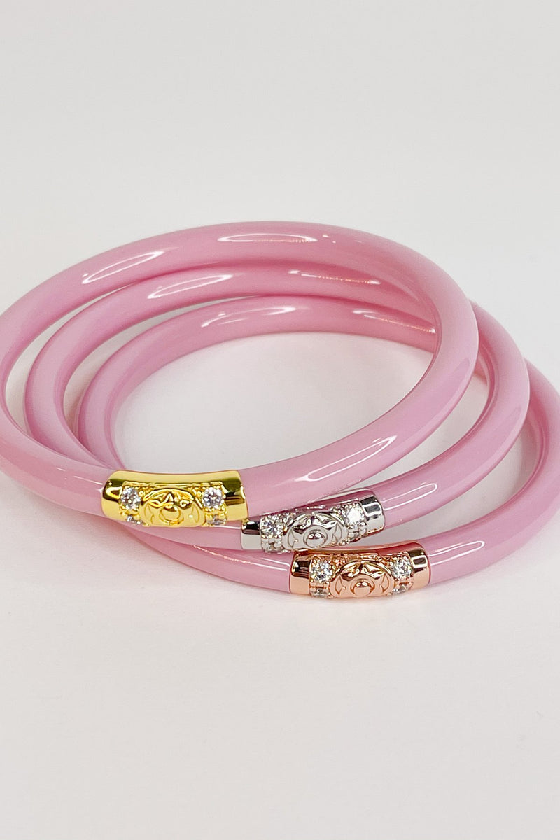 BuDhaGirl: Pink Three Kings All-Weather Bangles (Set of 3) – Revel