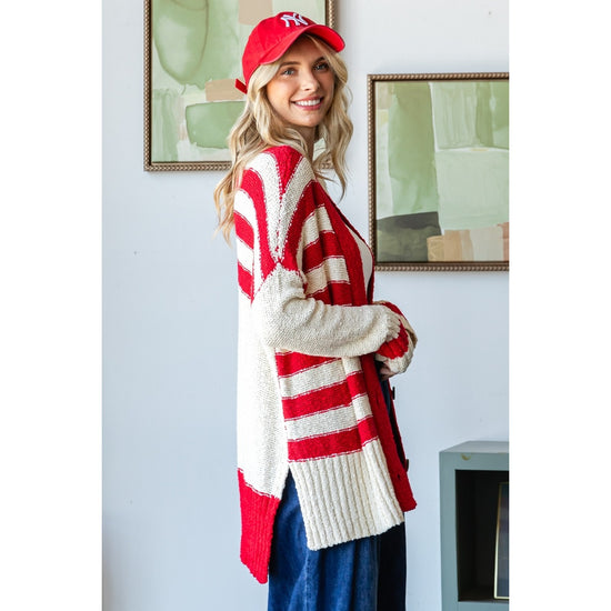 Cross The Line Cardigan - Red - Revel Boutique