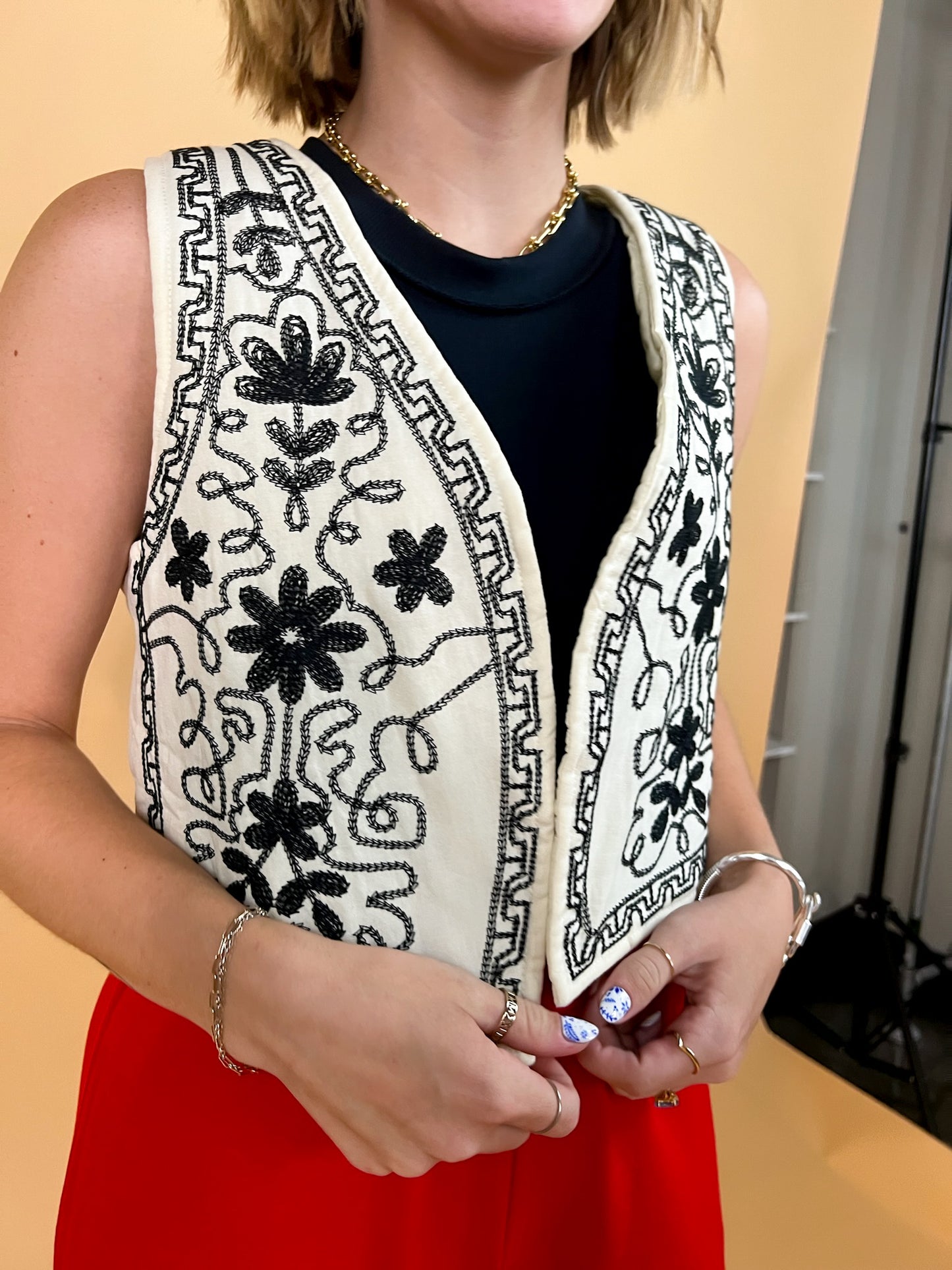 When In Rome Embroidered Vest - Revel Boutique