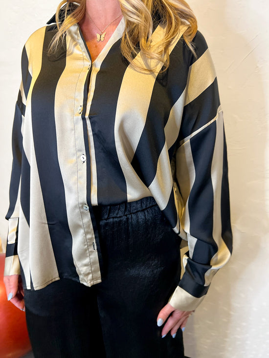 Delia Striped Satin Top