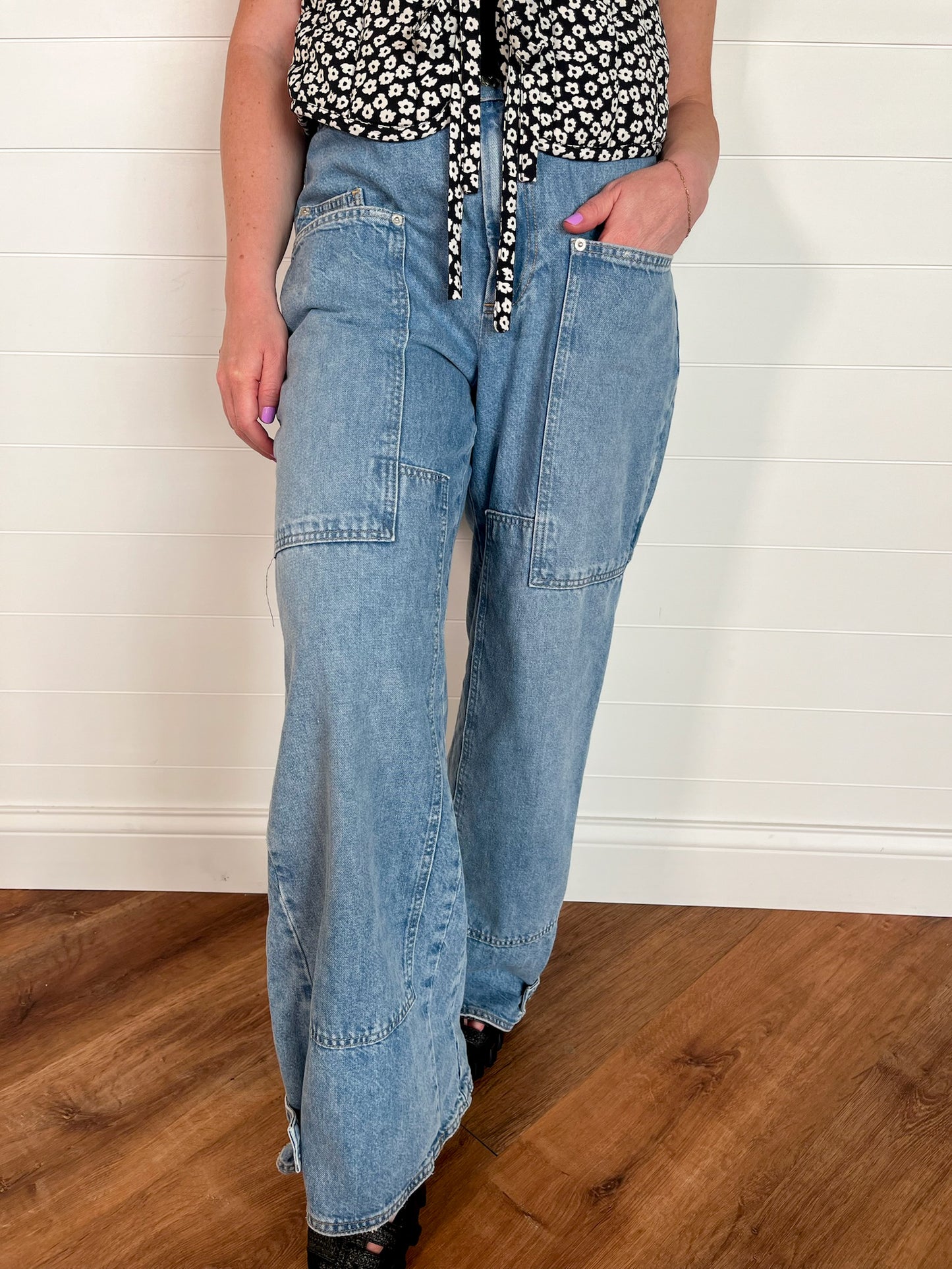 Free People: CRVY Outlaw Wide-Leg Jean - Drizzle - Revel Boutique