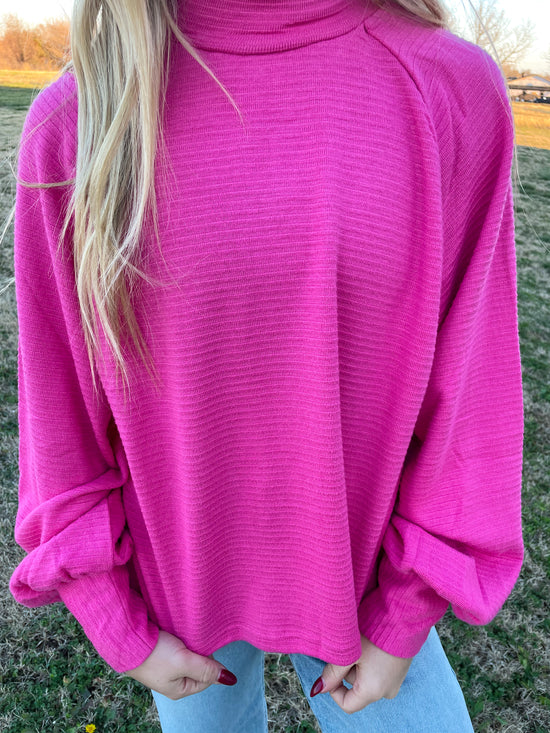 New Classic Oversized Knit Top - Pink