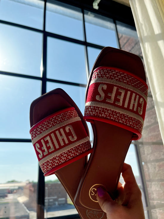 Go Chiefs Embroidered Sandals - Revel Boutique