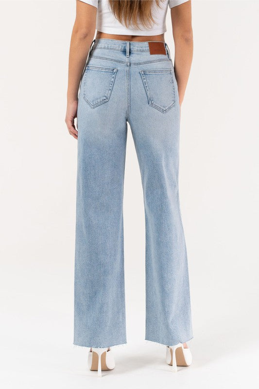 Logan High Rise Dad Jean - Light Blue - Revel Boutique