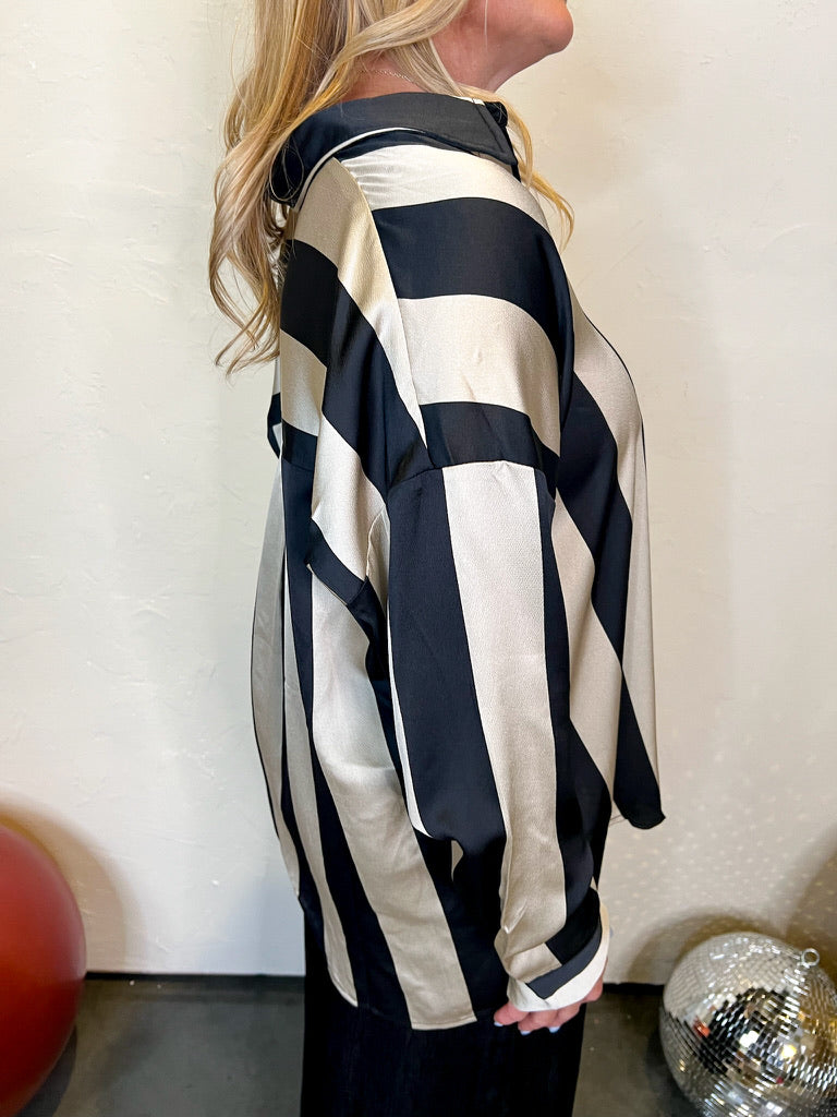 Delia Striped Satin Top