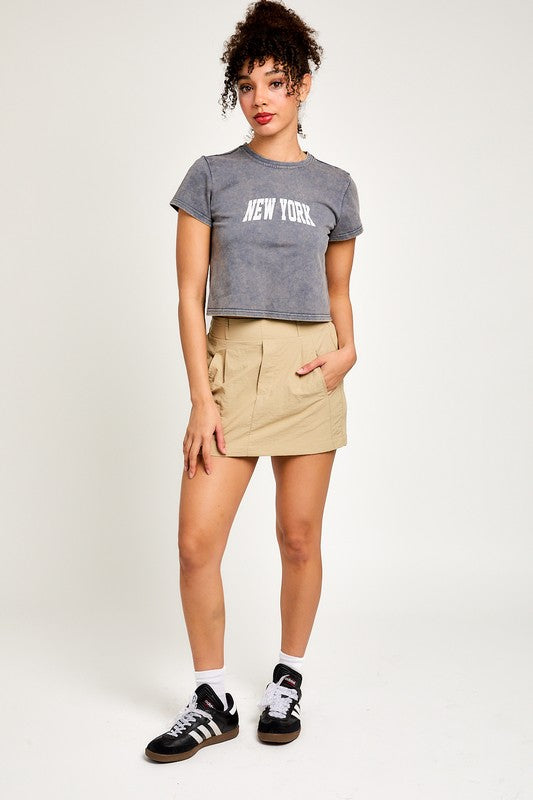 Fran Mini Skirt - Khaki - Revel Boutique