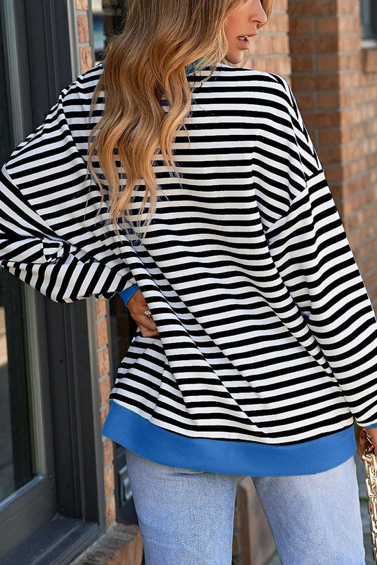 Going Viral Oversized Stripe Top - Black/White - Revel Boutique