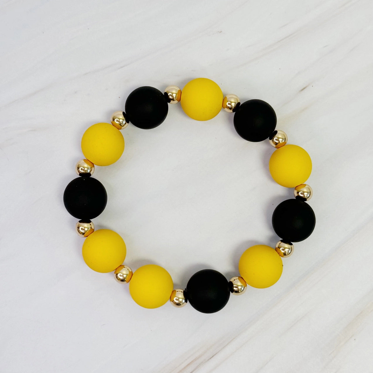 Black/Gold Champion Ball Bead Bracelet - Revel Boutique