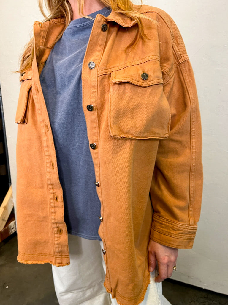 Off Duty Oversized Shacket - Camel