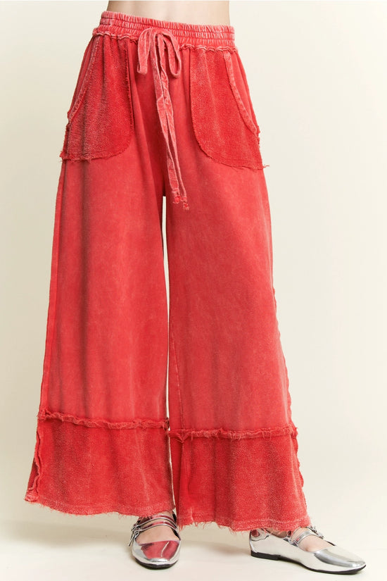 Out To Play Wide Leg Pants - Red