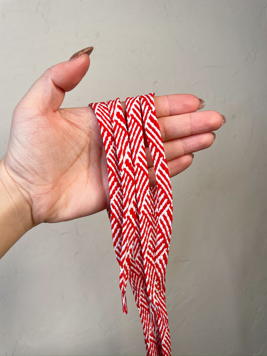 Red Herringbone Shoelaces