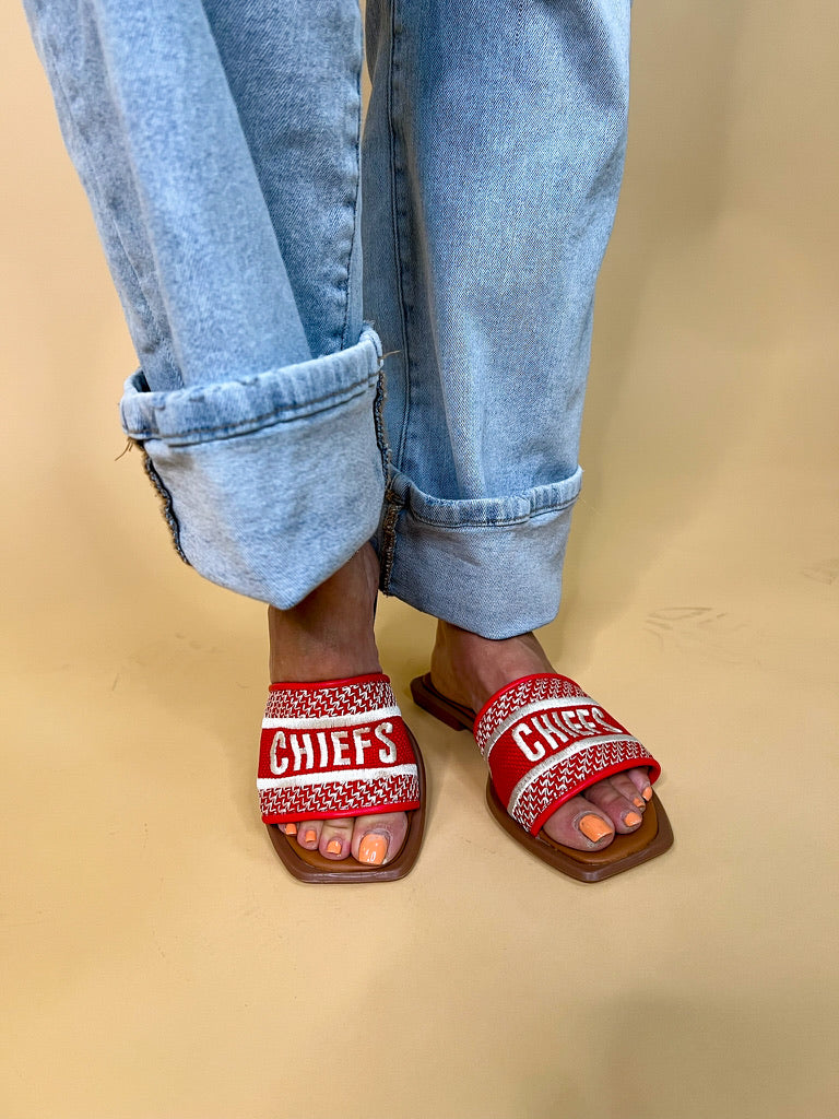 Go Chiefs Embroidered Sandals