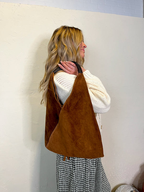 Brooklyn Suede Shoulder Bag - Brown