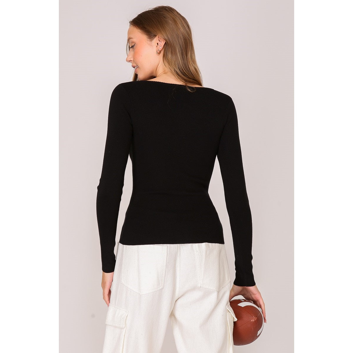 Brady Football Sweater - Black - Revel Boutique