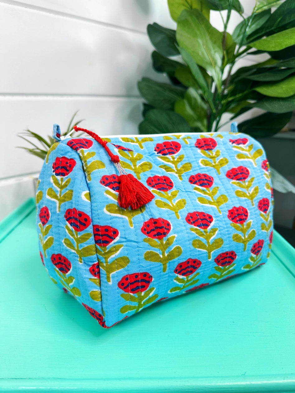 Quilted Makeup Bag - Floral