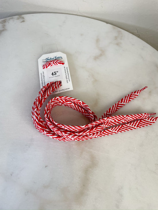 Red Herringbone Shoelaces