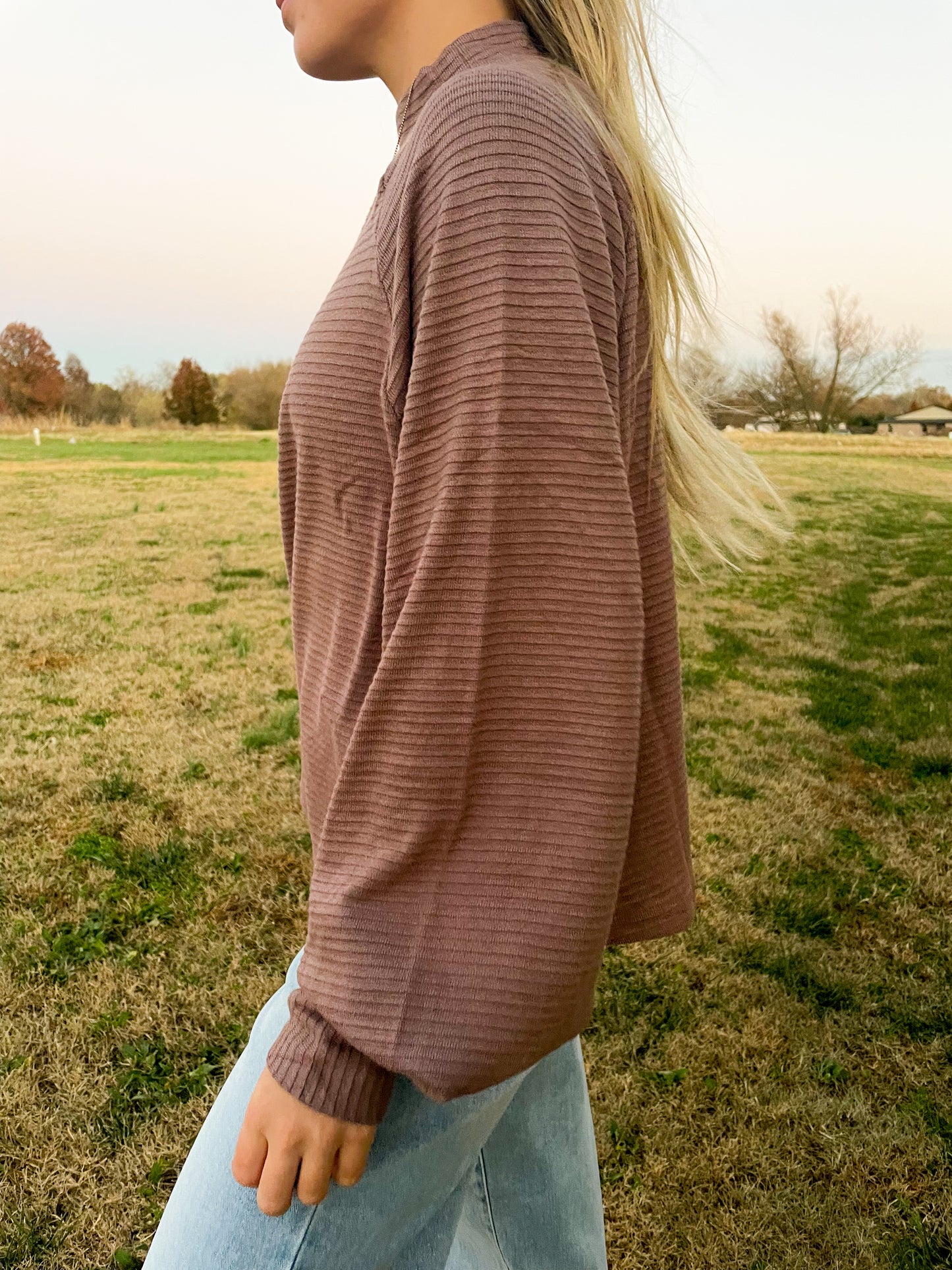 New Classic Oversized Knit Top - Mocha