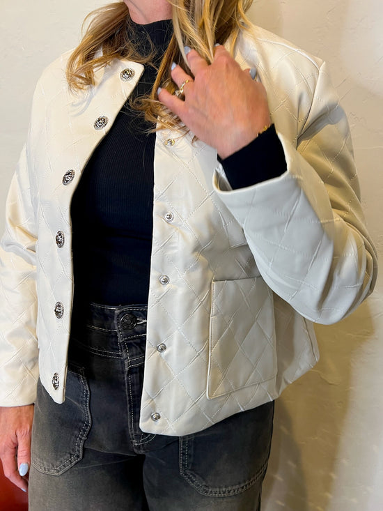 Crawford Quilted Faux Leather Jacket - Ivory