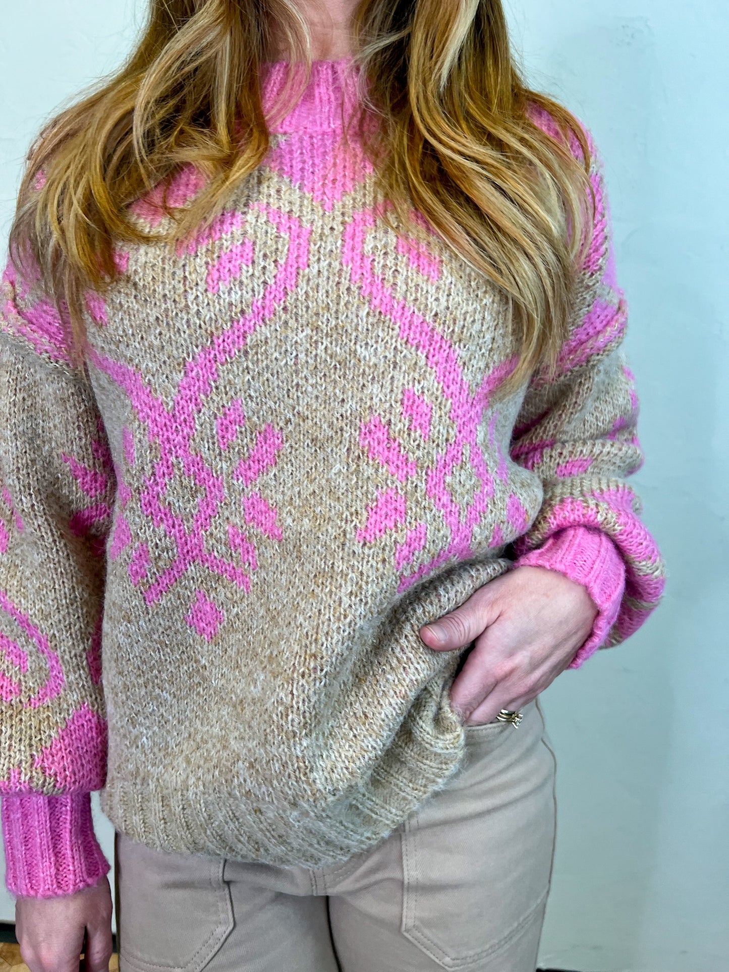 Elsa Sweater - Pink/Camel