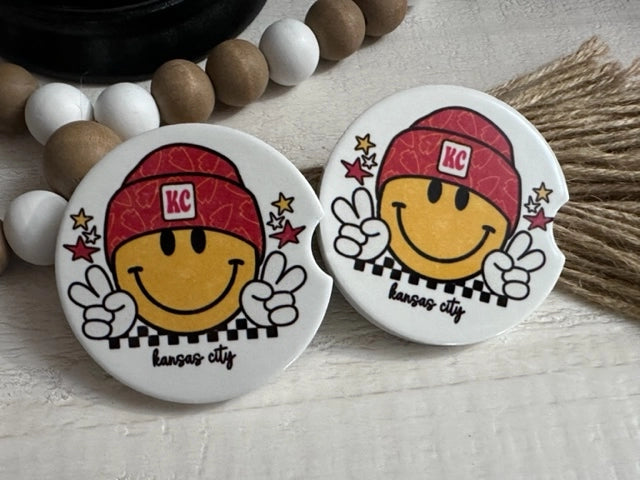 Peace Chiefs Smiley Car Coaster Set - Revel Boutique