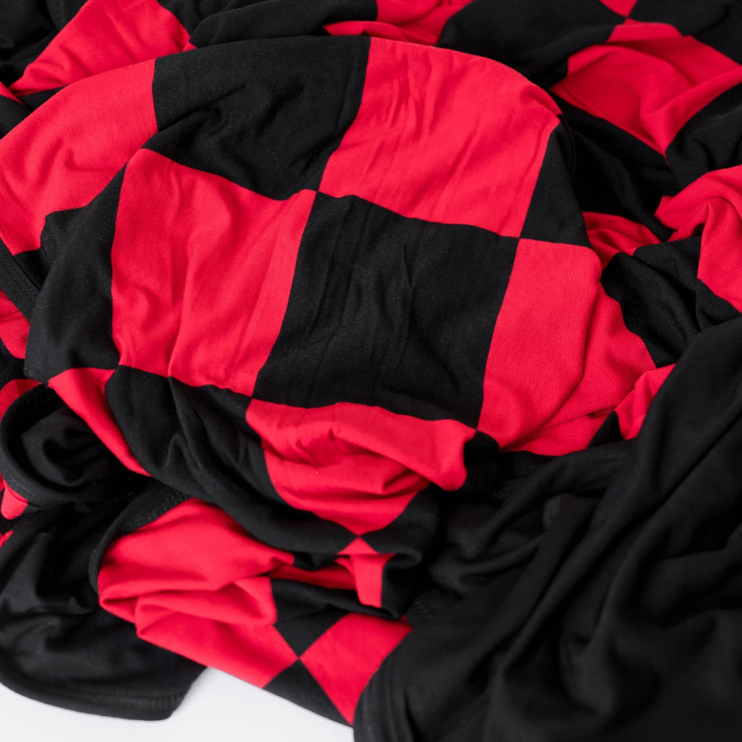 Artisan Red/Black Pipermoon: Adult Swaddle Stadium Blanket -