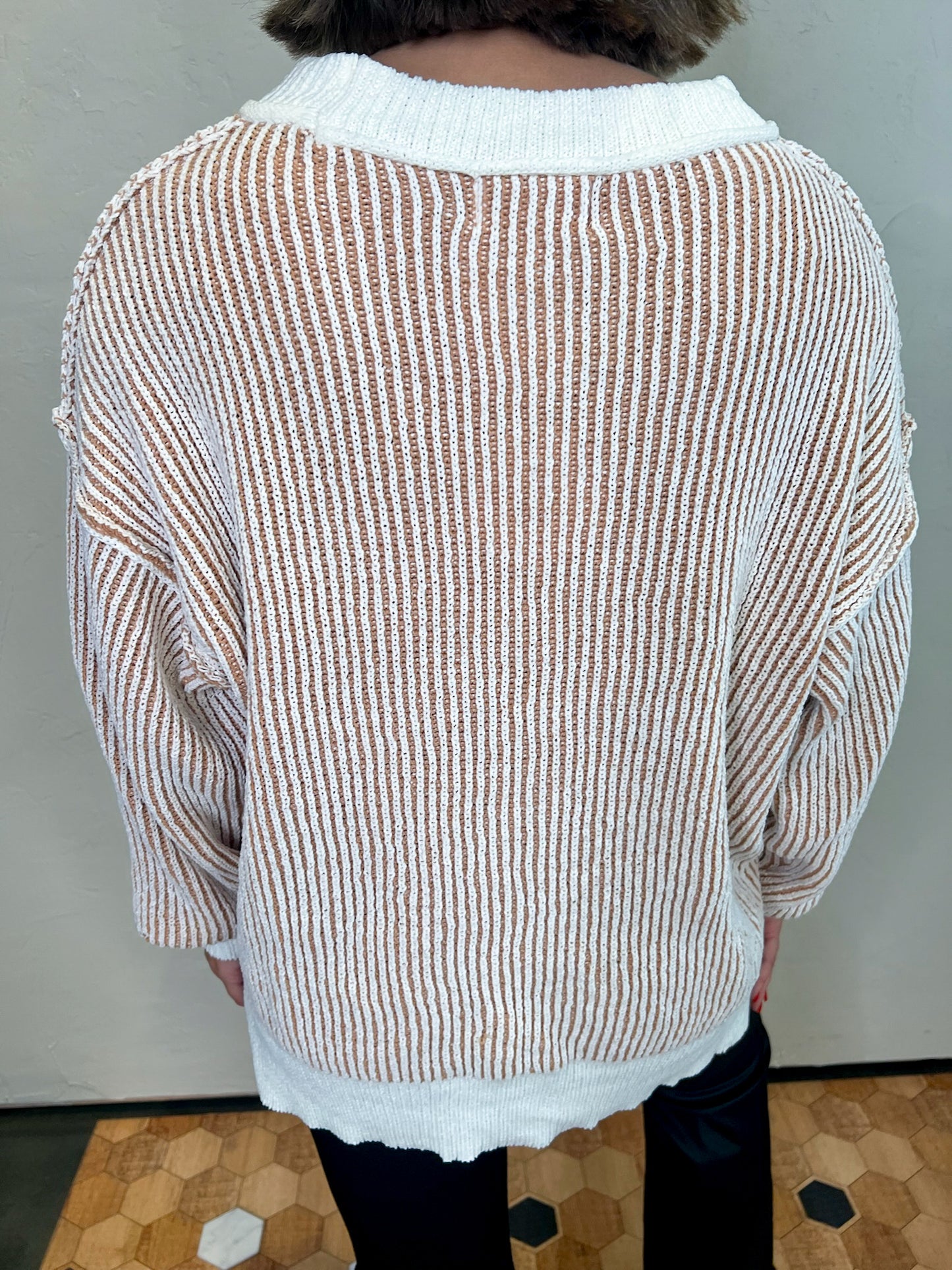 Stripes & Spice Sweater - Camel