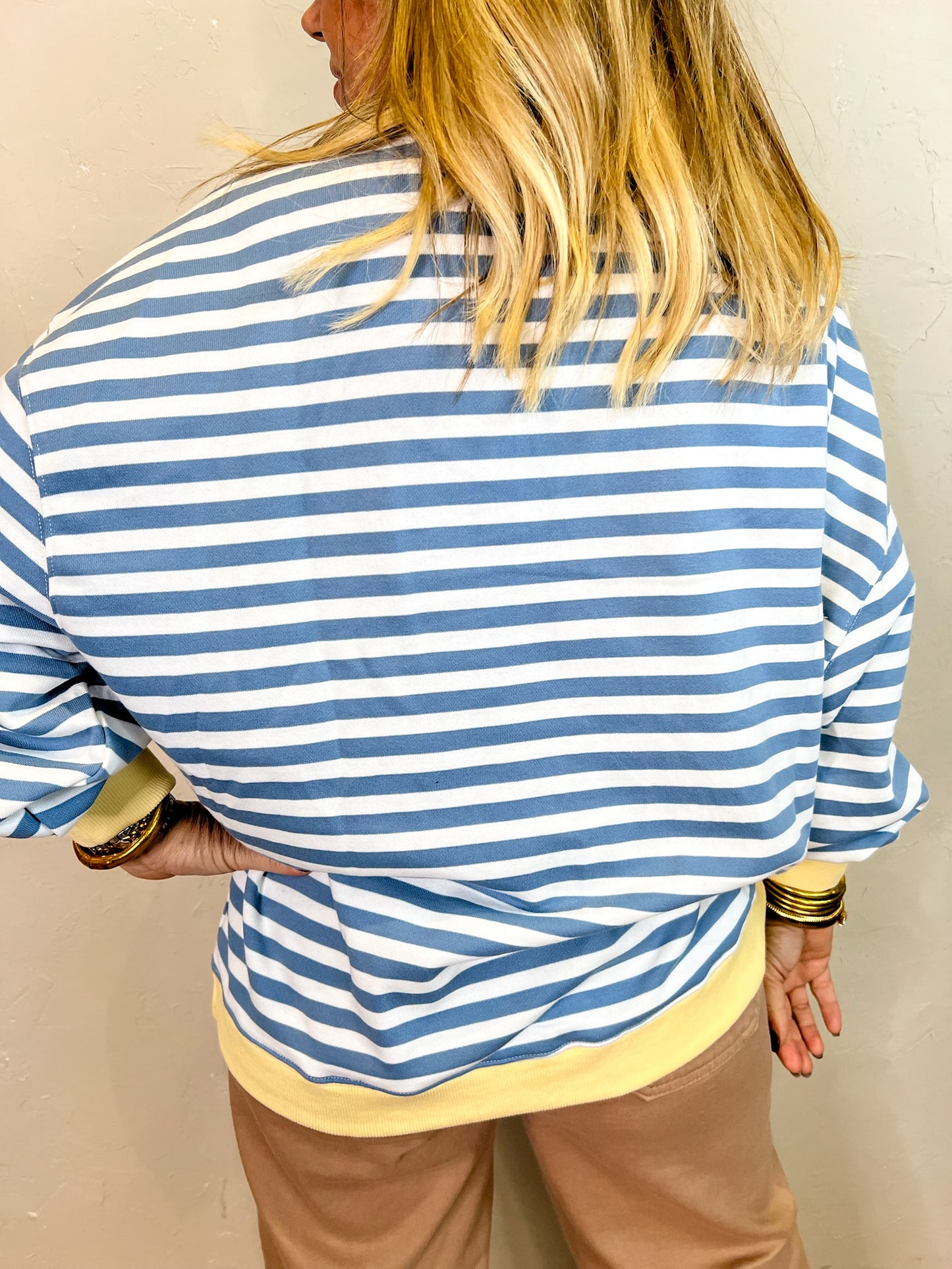 Going Viral Oversized Stripe Top - Antique Blue