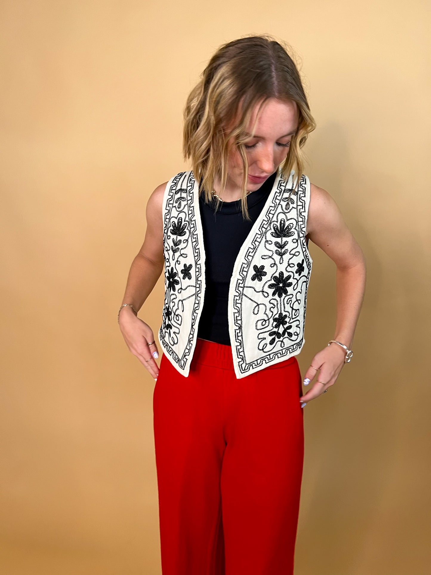 When In Rome Embroidered Vest