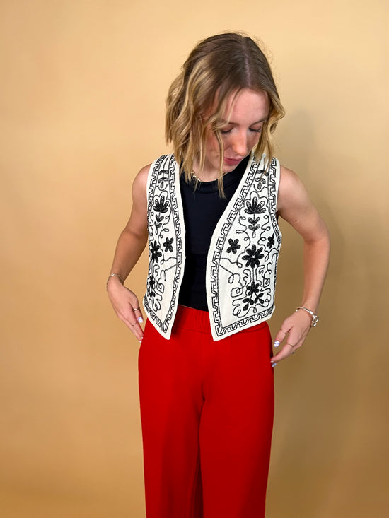 When In Rome Embroidered Vest - Revel Boutique