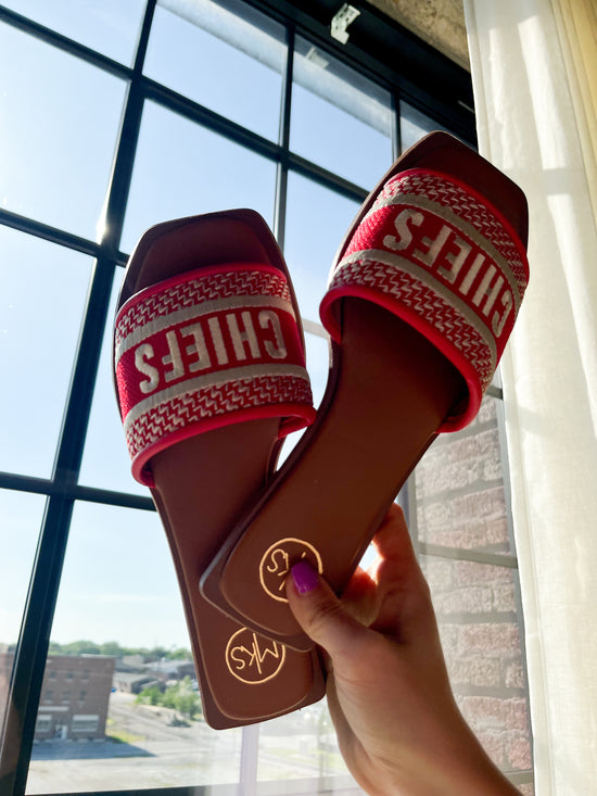 Go Chiefs Embroidered Sandals - Revel Boutique