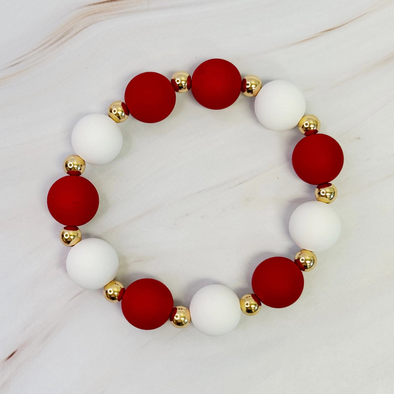 Red/White Champion Ball Bead Bracelet