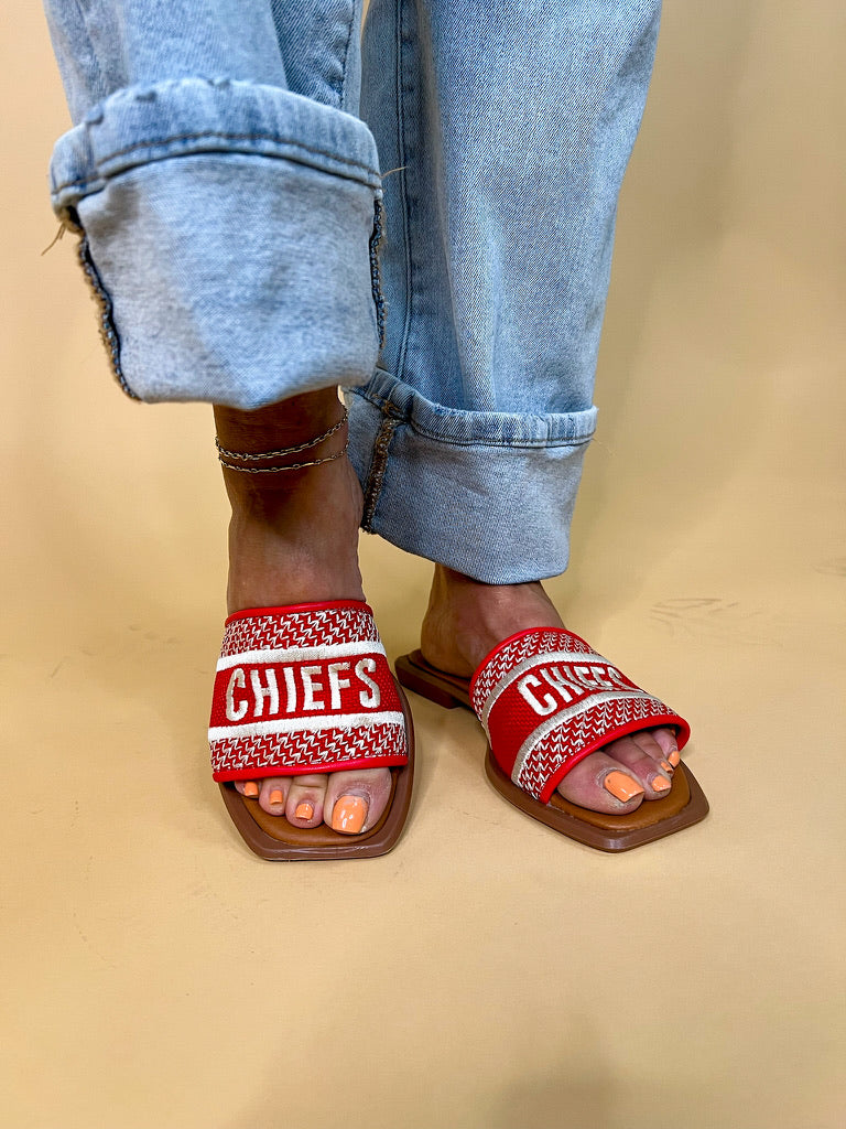 Go Chiefs Embroidered Sandals