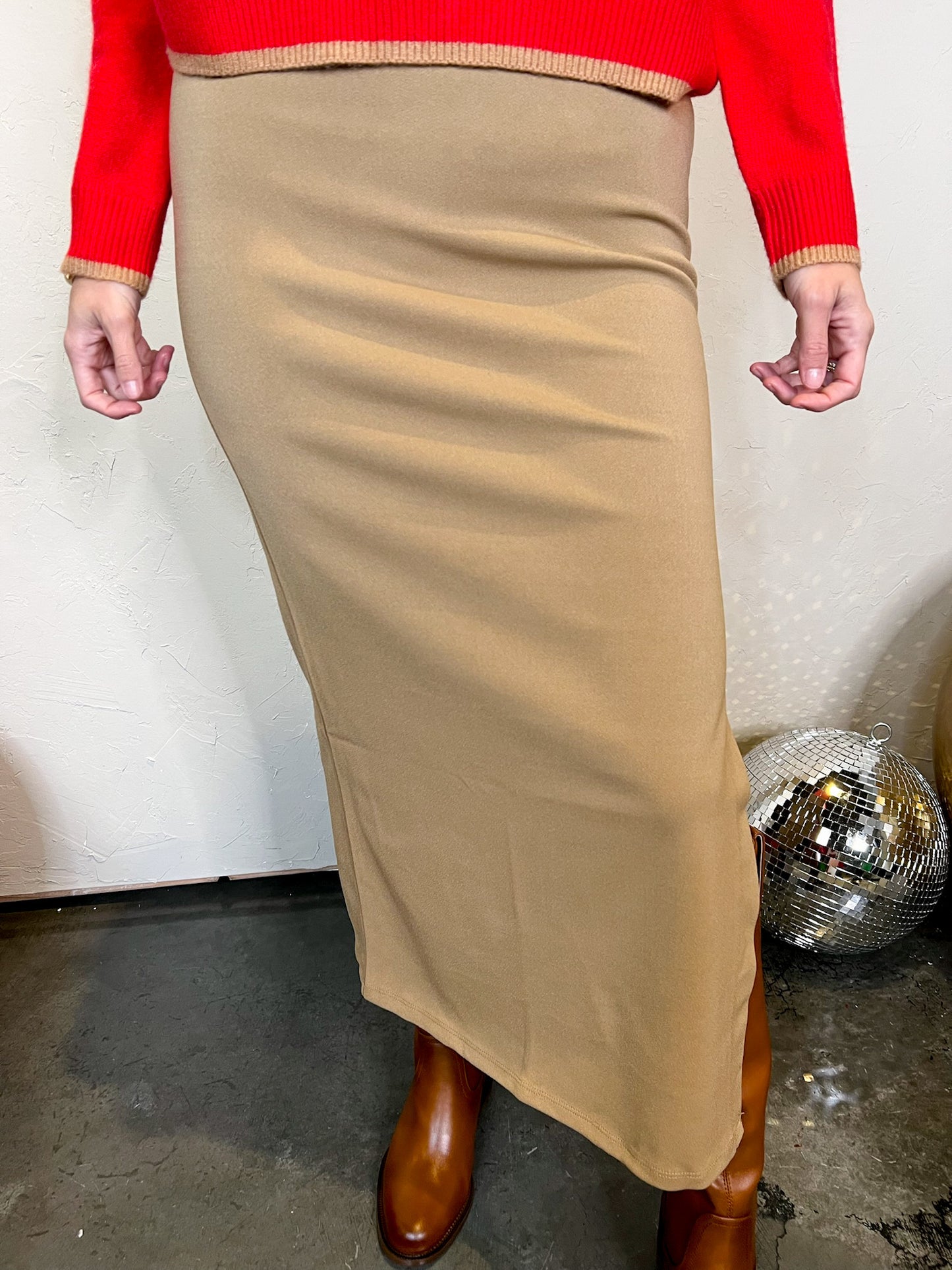 Soho Knit Midi Skirt - Camel