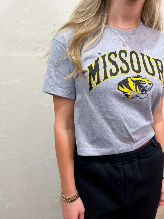 Mizzou Crop Tee-Grey