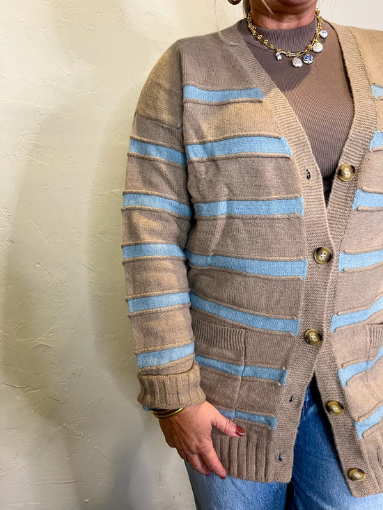 Stripe On It Cardigan - Taupe