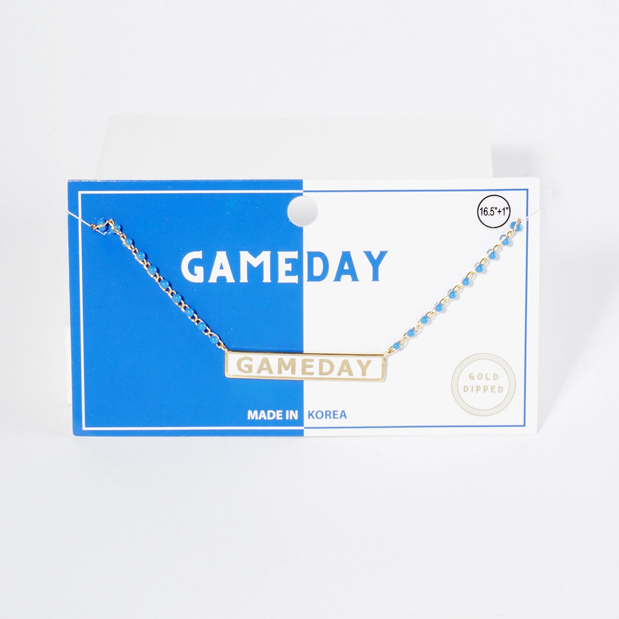 Dainty Gameday Enamel Necklace - Blue/White - Revel Boutique