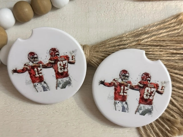 Kelce Mahomes Car Coaster Set