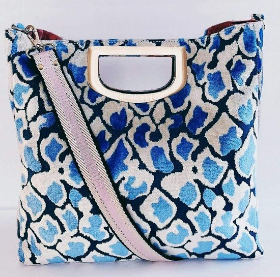 Artisan Duchess Crossbody - Blue Leopard w Gold Adjustable