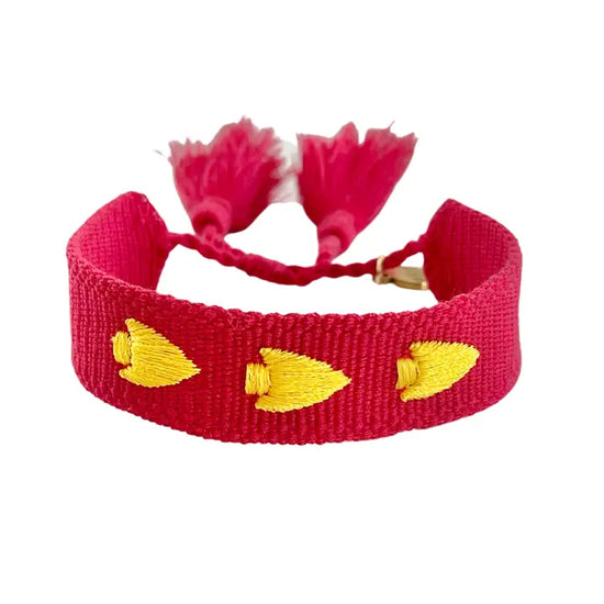 Arrowhead Embroidered Bracelet - Red - Revel Boutique