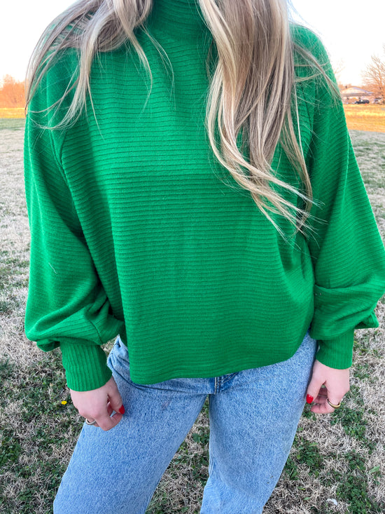 New Classic Oversized Knit Top - Kelly Green