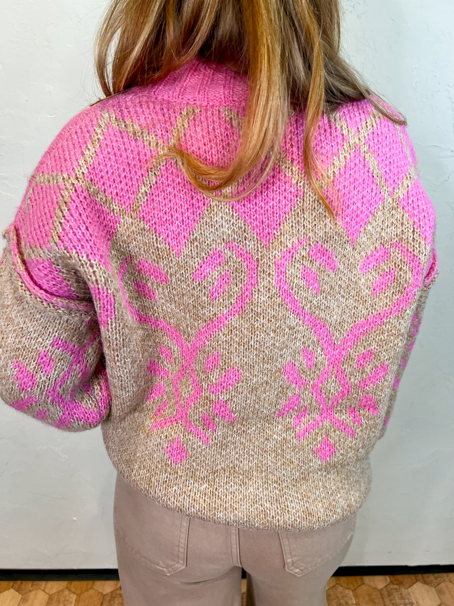 Elsa Sweater - Pink/Camel