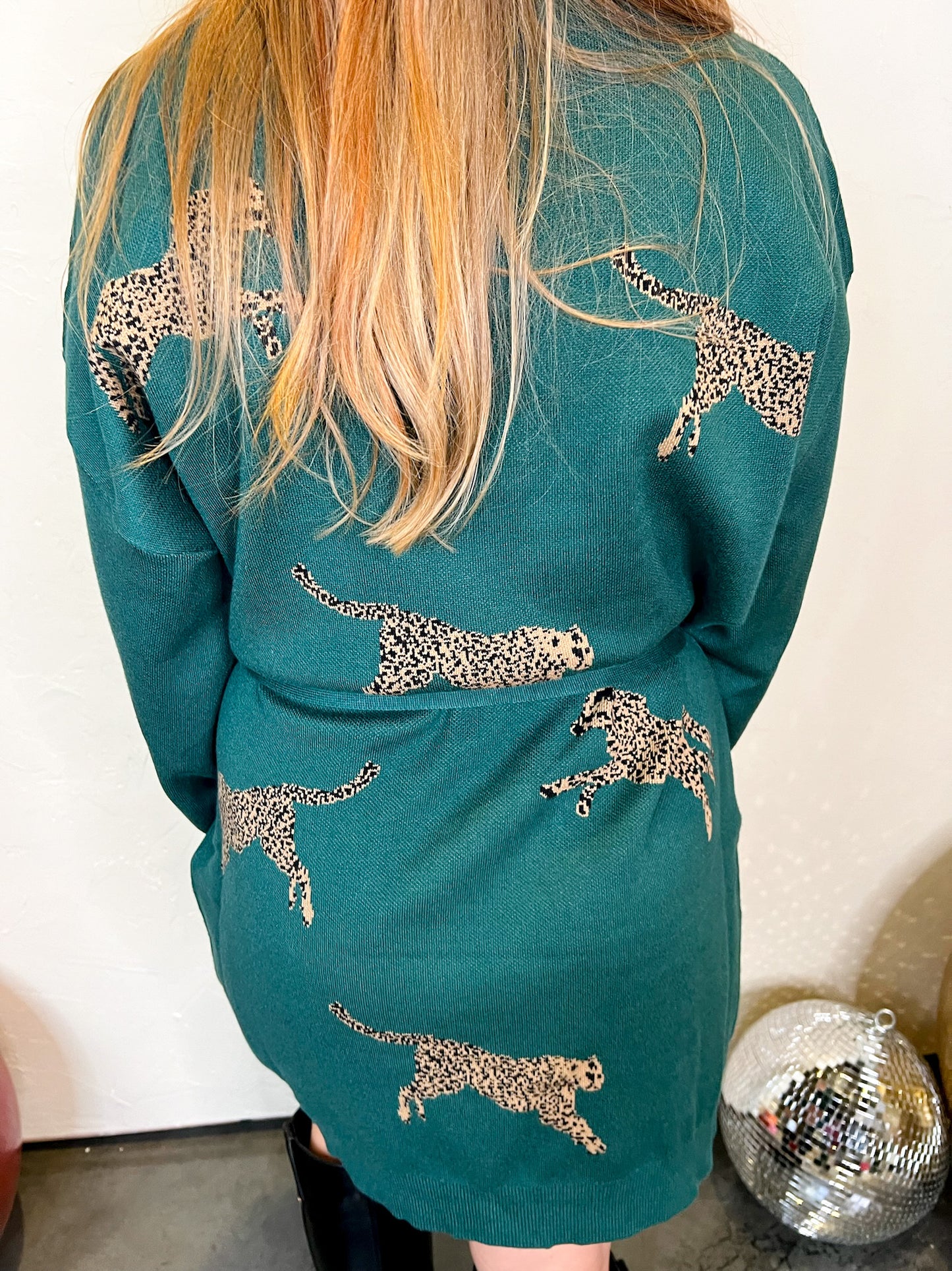 Race Ya Cheetah Sweater Dress - Emerald