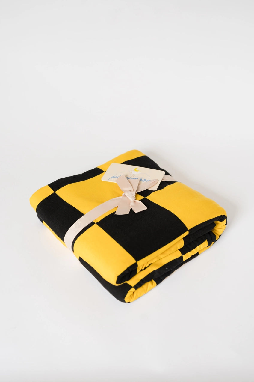 Artisan Black/Gold Pipermoon: Adult Swaddle Stadium Blanket - Revel Boutique