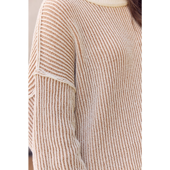 Stripes & Spice Sweater - Camel - Revel Boutique