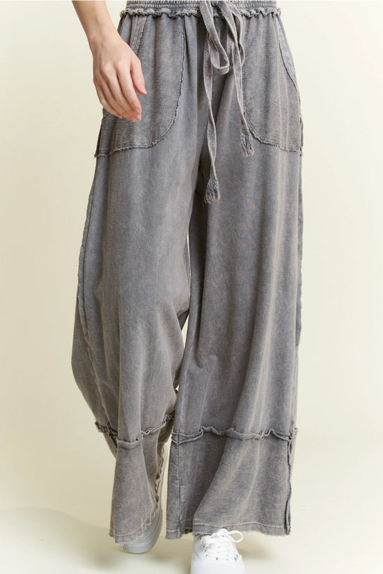 Out To Play Wide Leg Pants - Charcoal