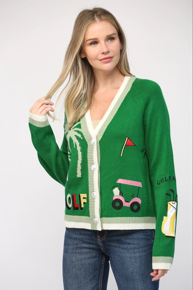 Hit the Links Cardigan - Field Green - Revel Boutique