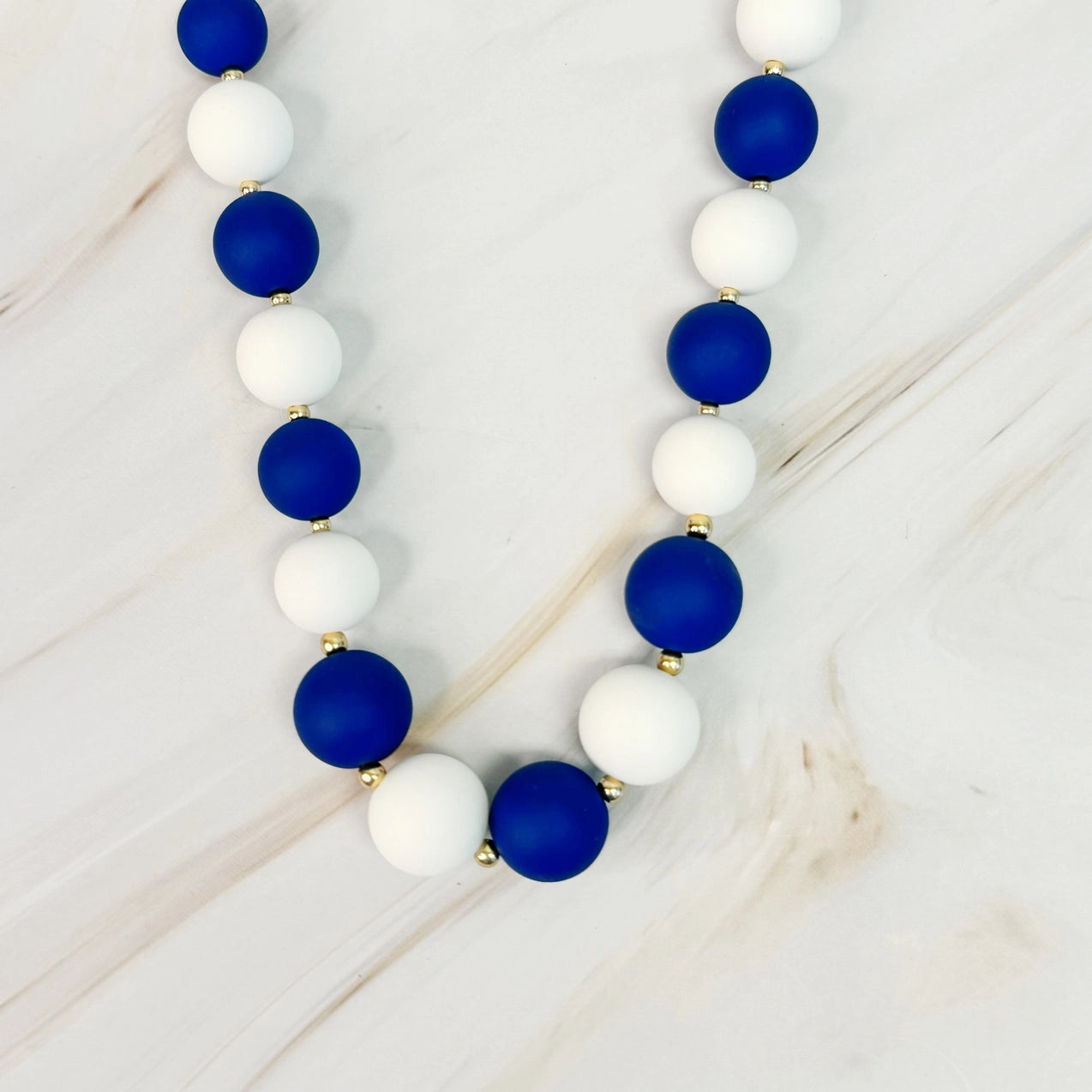 Blue/White Champion Ball Bead Necklace