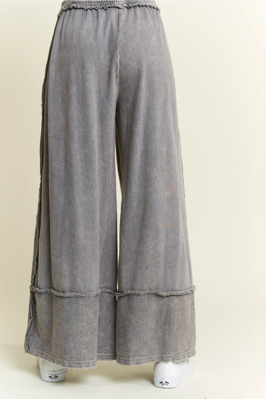 Out To Play Wide Leg Pants - Charcoal