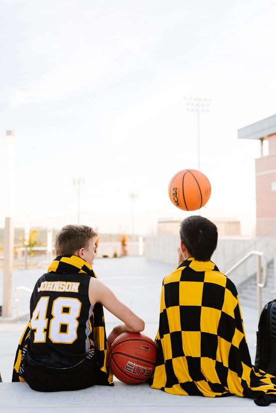 Artisan Black/Gold Pipermoon: Adult Swaddle Stadium Blanket