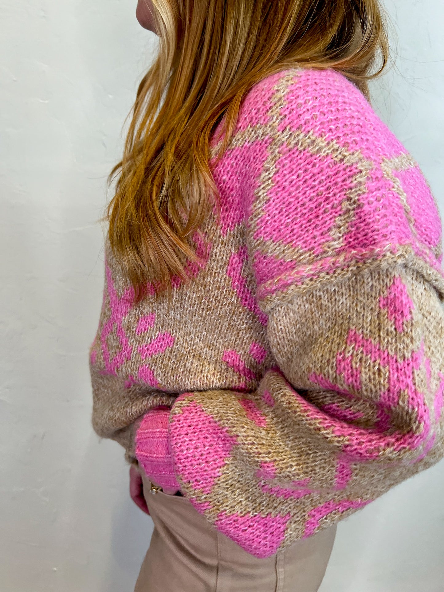 Elsa Sweater - Pink/Camel